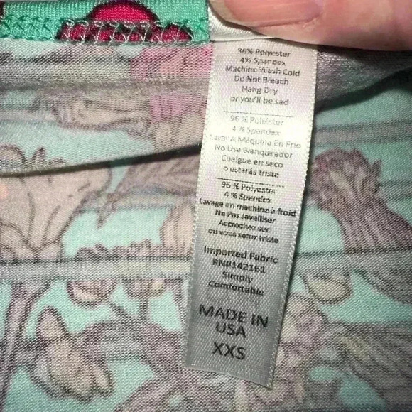 Lularoe XXS aqua floral with stripe Classic Y. NWT. Great T for Summer! - Picture 7 of 7